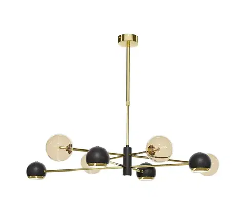 Svietidlá Jupiter 1972 - Luster na tyči MOKA 4xGU10/10W/230V + 4xG9/10W/230V zlatá/čierna/béžová 1972