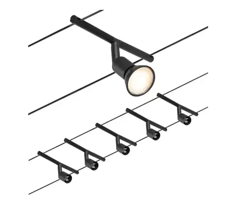 Svietidlá Paulmann 94446 - Súprava 5xGU5,3/10W Kompletný lanový systém SALT 230V čierny 94446