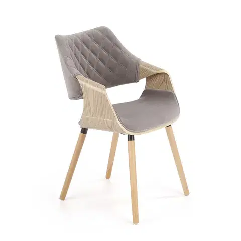 Jedálenské stoličky HALMAR K396 jedálenská stolička sivá / dub svetlý