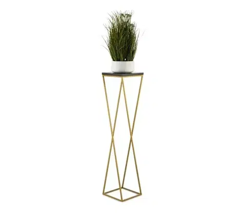 Stojany na kvetiny HowHomely Stojan na kvety LOFT 100x24 cm zlatá/čierna 10-1631-100-GB-MDF