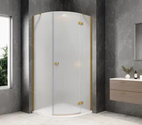 Sprchové dvere POLYSAN - GLOBE GOLD MATT štvrťkruhová sprchová zástena 1000x1000, matné sklo, pravé GB2610MRG