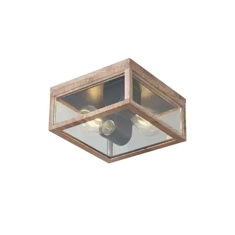 Vonkajšie stropné svietidlá Priemyselné stropné svietidlo s drevenou potlačou IP44 2-Lights - Charlois