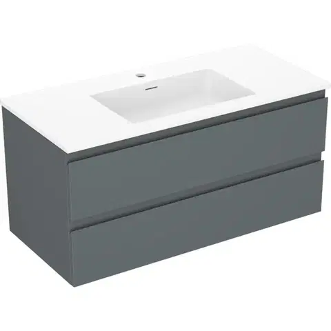 Kúpeľňový nábytok MEXEN/S - Orio kúpeľňová skrinka 100 cm s umývadlom Otis, 2 zásuvky, grafit mat/biela mat 91A10-10047-2-BFF66-W18M01