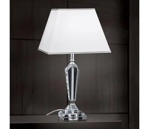 Lampy Orion LA 4-1201 - Krištáľová stolná lampa VERONIQUE 1xE27/60W/230V biela/číra LA 4-1201 chrom
