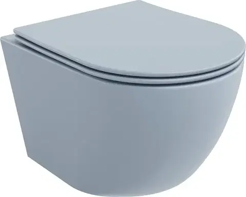 Záchody MEXEN - Lena Závesná WC misa Rimless vrátane sedátka s slow, Duroplast, šedomodrá mat 30224069