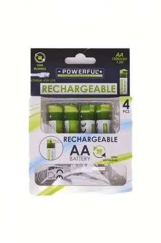 Batérie primárne Kinekus Monočlánok/batéria nabíjacia AA 1200mAh 1.5V, LITIUM-ION, 4ks, USB-C