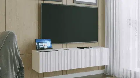 TV stolíky ArtExt Závesný TV stolík JOY | 150 cm Farba: Biela (drážky)