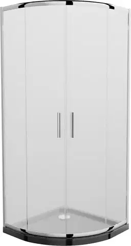 Vane MEXEN/S - Rio štvrťkruhový sprchovací kút 80 x 80, mráz, chróm + vanička so sifónom Flat, čierny 863-080-080-01-30-4170