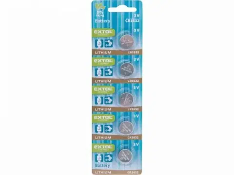 Batérie primárne EXTOL ENERGY Monočlánky CR1632 lítiová 5ks, 3V