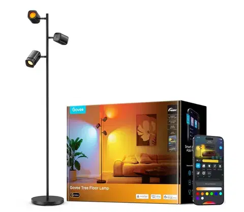 Lampy Govee - LED RGBICWW Stmievateľná stojacia lampa TREE MATTER LED/48W/230V Wi-Fi H60B2311