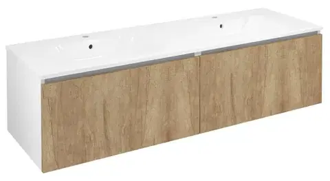 Kúpeľňový nábytok SAPHO - LOREA skrinka 140x46x51,5cm (70+70cm), dub alabama/biela matná LE070-2231-02