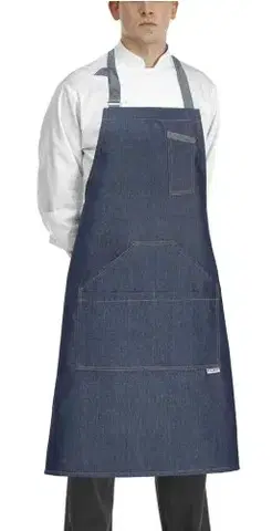 Oblečenie, obuv a doplnky EGOCHEF Kuchárska zástera EGOchef ku krku s vreckami - jeans