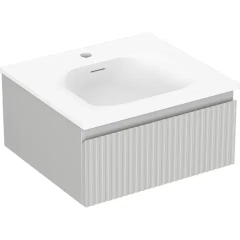 Kúpeľňový nábytok MEXEN/S - Rivel kúpeľňová skrinka 50 cm s umývadlom Vela, 1 šuplík, reliéf, šedá mat/biela mat 91A20-05023-1-BF62-W23M01