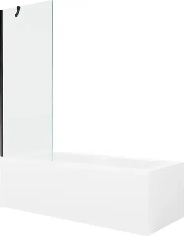 Sprchové dvere MEXEN/S - Cubik obdĺžniková vaňa 170 x 70 cm s panelom + vaňová zástena 70, transparent, čierna 550317070X9507000070