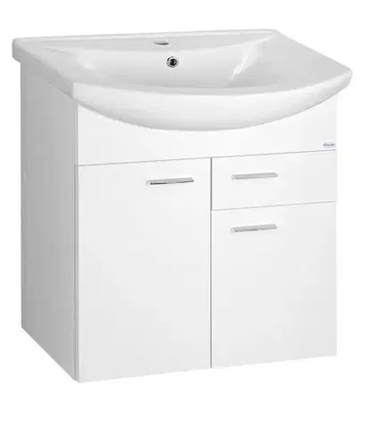 Kúpeľňový nábytok AQUALINE - ZOJA umývadlová skrinka 61,5x74x32cm, 2x dvierka, 1x zásuvka, biela 51065A