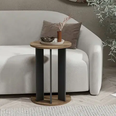 Konferenčné stolíky Príručný stolík / Odkladací stolík Ema - Walnut, Anthracite