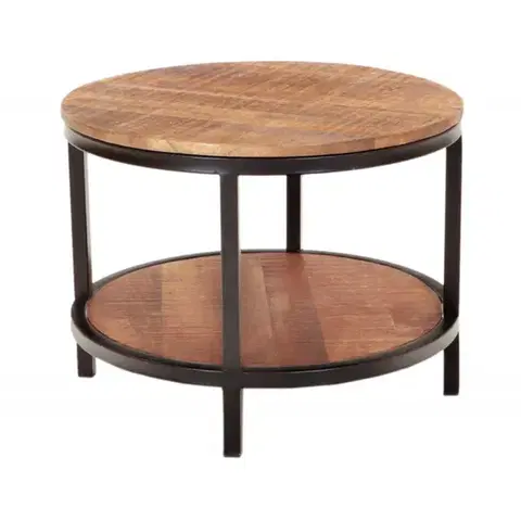 Konferenčné stolíky Okrúhly konferenčný stolík Retro 60x45x60 indický masív mango