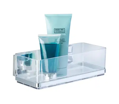 Svietidlá WENKO 22692100-Polička VACUUM-LOC QUADRO ED 25,5x14 cm strieborná/priehľadná 22692100