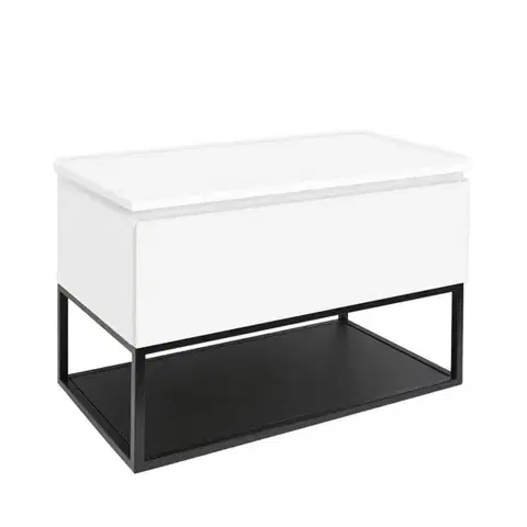 Kúpeľňový nábytok Kúpeľňová skrinka s krycou doskou SAT B-Way 99x57x45 cm biela lesk BWAY100WDESK BWAY100WDESK