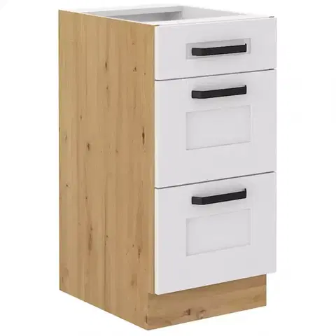 Kuchynské skrinky stojace Kuchynská skrinka Luna biela matná/artisan 40D 3S BB