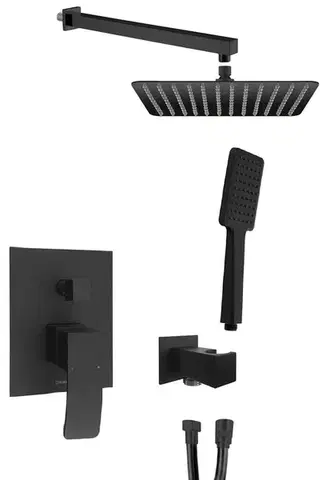Kúpeľňové batérie SAPHO SAPHO - GINKO podomietkový sprchový set s pákovou batériou, 2 výstupy, čierna matná 1101-42B-01