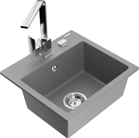 Kuchynské drezy MEXEN/S MEXEN/S - Milo granitový drez 1-miska vrátane batérie Rita, šedý 6505-71-670300-00