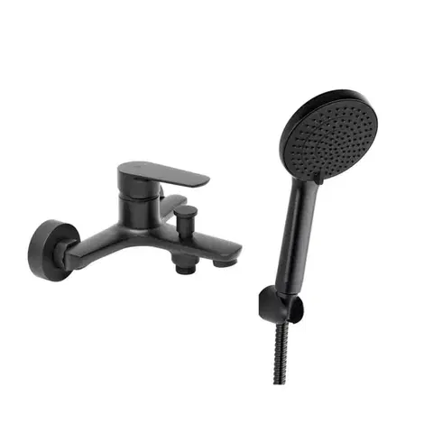 Kúpeľňové batérie Vanová baterie SAT Mood s vanovým setem 150 mm černá matná SATBSMOOD222CSET1 SATBSMOOD222CSET1