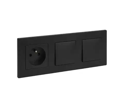 Predlžovacie káble Legrand-Dvojitý jednopólový vypínač č. 1 a domová zásuvka 250V/16A NILOE STEP LR0046+LR0033+LR0038+LR0038