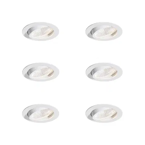 Zapustené svietidlá Sada 6 zapustených bodových svetiel biela 9,5 cm vrátane LED 1300 lm stmievateľné IP65 - Gaius