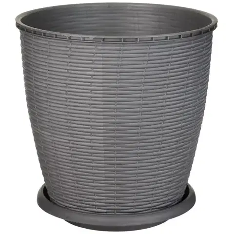 Záhrada Kvetináč RATTAN  6 L sivý