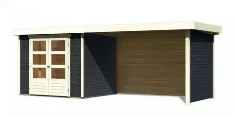 Zahradné domčeky Drevený záhradný domček ASKOLA 3 s prístavkom 280 Lanitplast