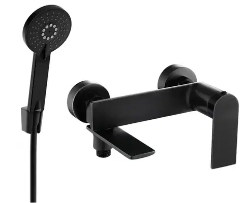 Kúpeľňové batérie MEXEN/S - Zero SET vaňová batéria s príslušenstvom R40, čierna 7113R40-70