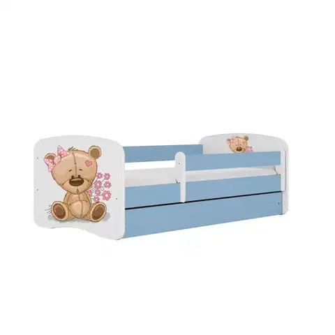 Postele pre dievčatá Detská Posteľ. Babydreams+Sz+M Modrá 80x160 Medveď s kvetmi