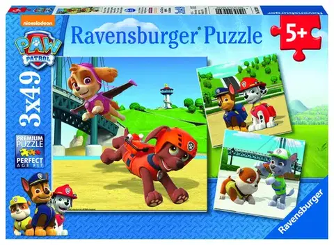 Do 49 dielikov Ravensburger Puzzle Labková patrola: Psí tím 3x49 Ravensburger