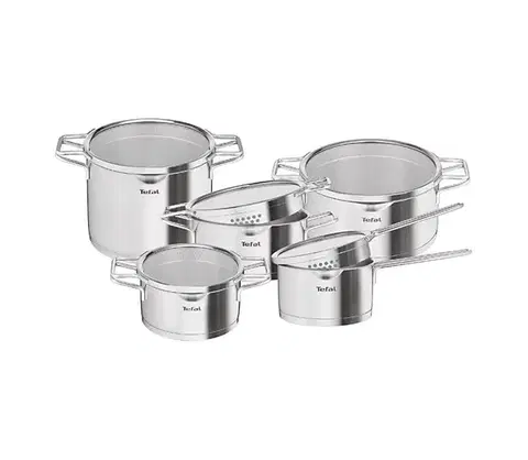 Panvice a hrnce Tefal – 10-dielna sada hrncov NORDICA, nerezová H852SA56