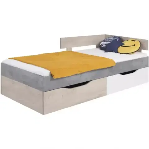 Postele pre dievčatá Posteľ Sigma betón/biela/dub  94 SI15