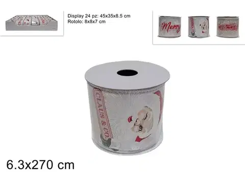 Vianočné dekorácie MAKRO - Stuha vianočná 6,3x270cm rôzne motívy