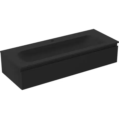 Kúpeľňový nábytok MEXEN/S - Orio kúpeľňová skrinka 120 cm s umývadlom Vela, 1 šuplík, čierna mat 91A10-12023-1-BF71-W23M71