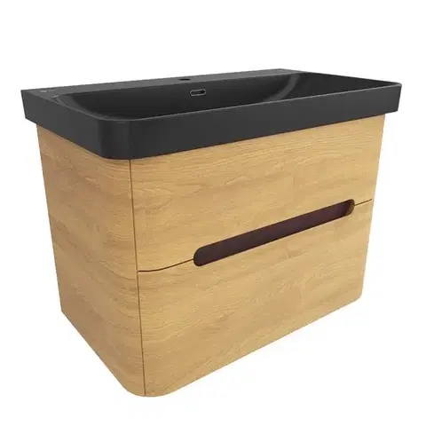 Kúpeľňový nábytok Kúpeľňová skrinka s umývadlom SAT Fusion 77,5x53x45 cm dub medový mat SATFUSION280DMBKM SATFUSION280DMBKM