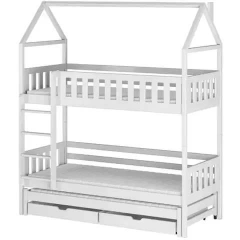 Poschodové postele Posteľ Domček Iga 90x200 biela