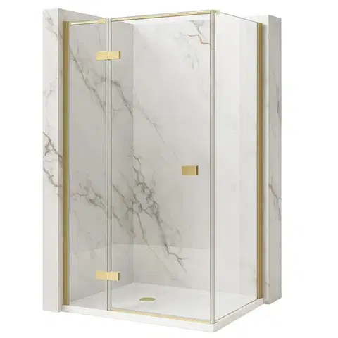 Sprchovacie kúty REA/S - Sprchovací kút Atlas 100x80 Brush Gold vľavo KPL-K4374