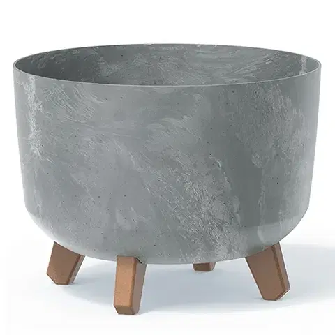 Kvetináče a truhlíky NABBI DGRL300E plastový kvetináč na nožičkách 29 cm sivý betón