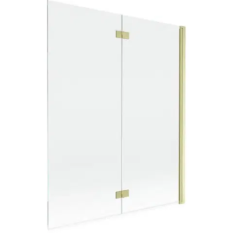 Sprchové dvere MEXEN - MIST vaňová zástena 140x150 cm 6mm 2-s, zlatá kartáčovaná, číra, pravá 8A9-140-002-55-00-P