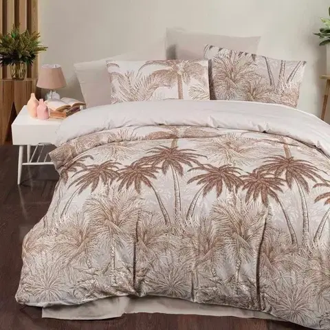 Obliečky Obliečky bavlnené Hawai hnedé 200x140cm+90x70cm TiaHome