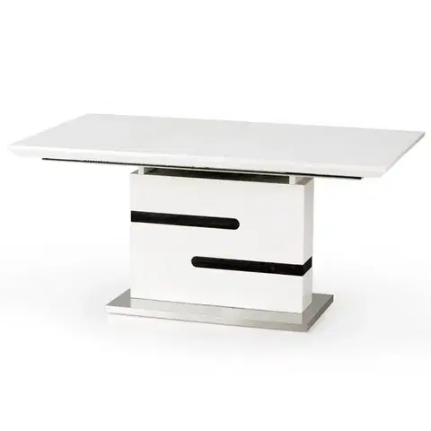 Stoly v podkrovnom štýle Rozkladací stôl Monaco 160/220x90cm Mdf/Oceľ – Biely/Popolavý