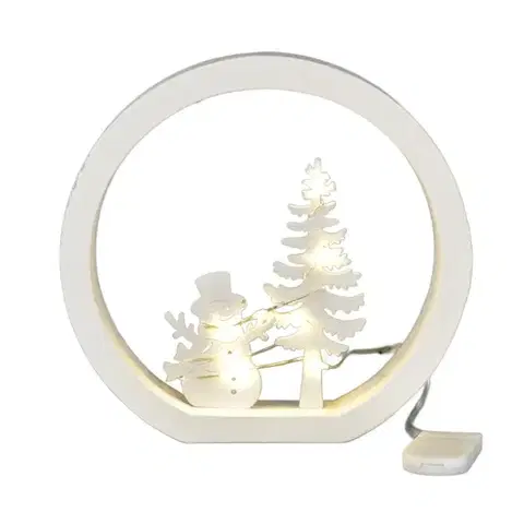 Vianočné dekorácie Vianočná LED dekorácia Snehuliak, pr. 15 cm, teplá biela