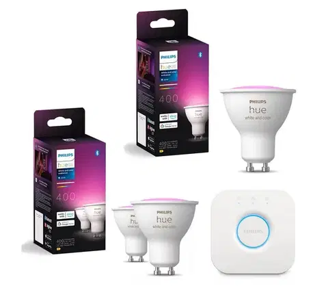 Žiarovky Sada 3x LED RGBW stmievateľné žiarovky Philips Hue WACA GU10/4,2W/230V+ Hue bridge P6175+P6176+P1408