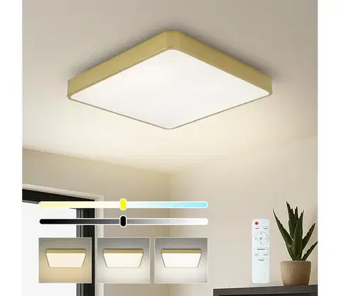 Svietidlá BRILAGI-LED stmievateľné stropné svietidlo POOL SQUARE LED/36W/230V 3000-6000K 40x40 cm zlaté + diaľkové ovládanie BRI661