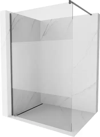 Sprchové dvere MEXEN/S - Kioto Sprchová zástena WALK-IN 80 x 200, transparent/dekor 8 mm, grafit kartáčovaná 800-080-101-66-35
