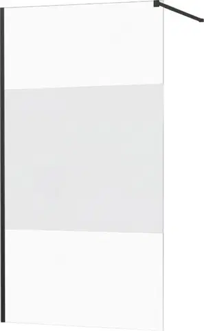 Sprchové dvere MEXEN/S - KIOTO Sprchová zástena WALK-IN 120x200 cm 8 mm, čierna, Transparent / matné sklo 800-120-101-70-35